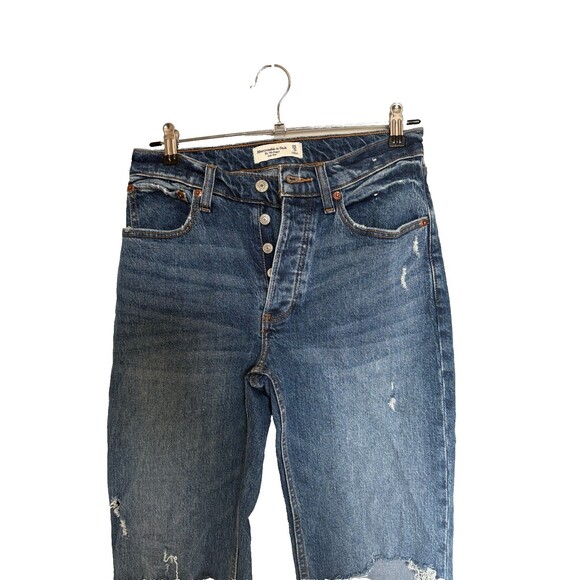 Abercrombie & Fitch Women's The Baggy Low Rise Dark Button Fly Jeans Size 25/0 - Picture 2 of 4